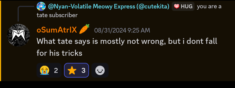 Osu being a tate supporter